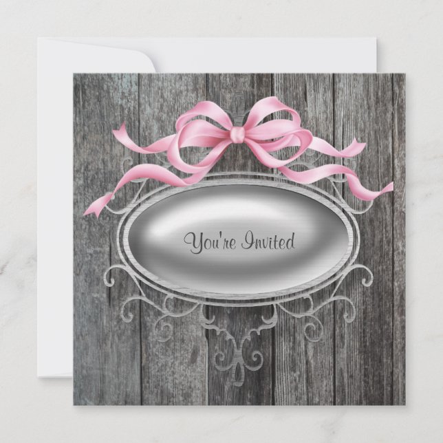 Invitación a la fiesta de Pink Barn Wood (Anverso)