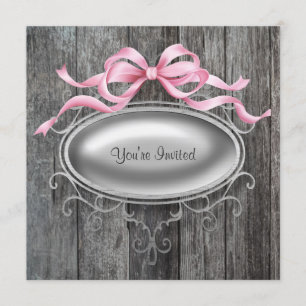 Invitación a la fiesta de Pink Barn Wood