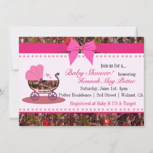 Invitación a la fiesta de Pink Camo Baby Shower