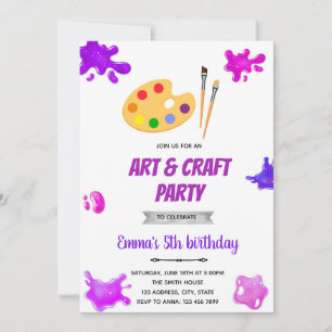 invitación a la fiesta de pintura de arte púrpura