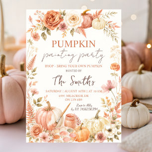 Invitación a la fiesta de pintura de calabaza flor