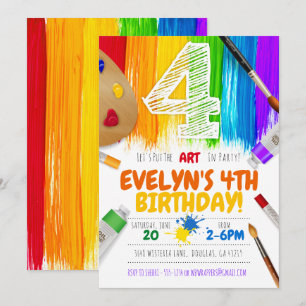 Invitación a la fiesta de pintura, fiesta de cumpl
