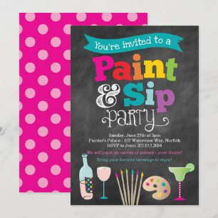 Invitación a la fiesta de pintura y vino Paint and