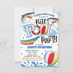 Invitación a la Fiesta de Piscina Ataque de Tiburó