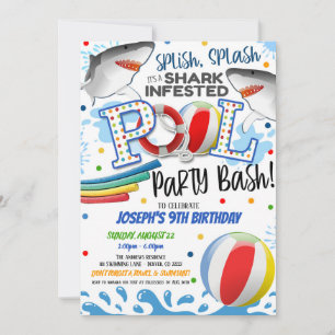 Invitación a la Fiesta de Piscina Ataque de Tiburó