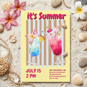 Invitación a la fiesta de piscina con cóctel de ac