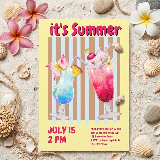 Invitación a la fiesta de piscina con cóctel de ac (Subido por el creador)