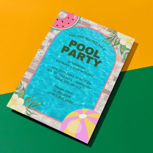 Invitación a la fiesta de Piscina de Adultos Azule