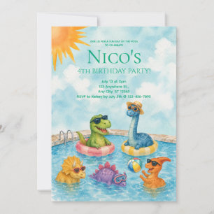 Invitación a la Fiesta de Piscina de Dinosaurios