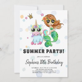 Invitación a la fiesta de Piscina de Unicornio y S