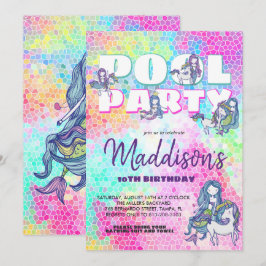 Invitación a la fiesta de piscina de Unicornio y S