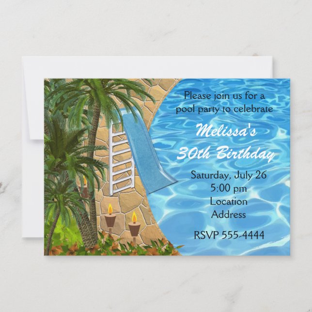 Invitación a la fiesta de piscina de verano BBQ Tr (Anverso)