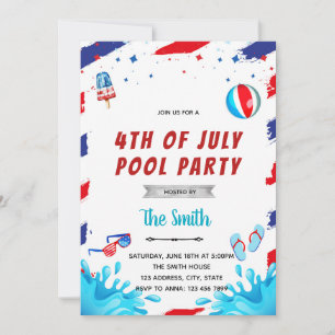 invitación a la fiesta de piscina del 4 de julio