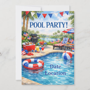 Invitación a la fiesta de piscina del 4 de julio e