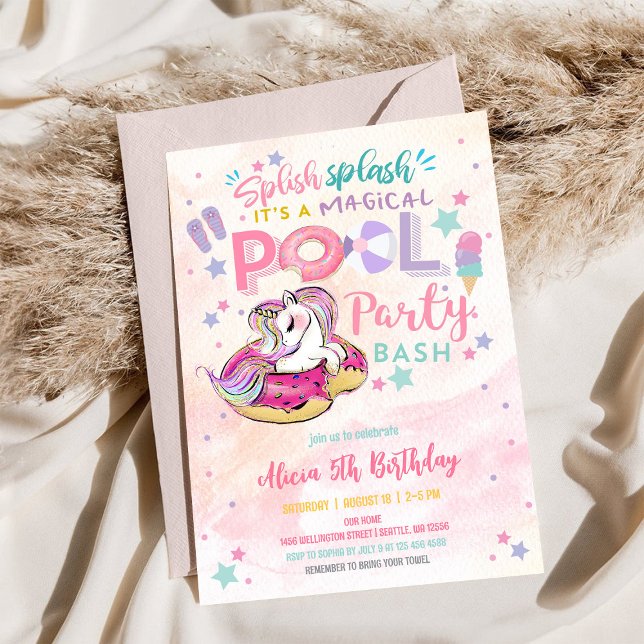 Invitación a la Fiesta de Piscina del Unicornio Má (Subido por el creador)