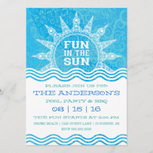 Invitación a la fiesta de piscina Diversión bajo e