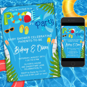 Invitación a la fiesta de piscina para baby shower
