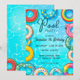 Invitación a la fiesta de piscina para niños con f