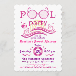 Invitación a la Fiesta de Piscina Sweet 16