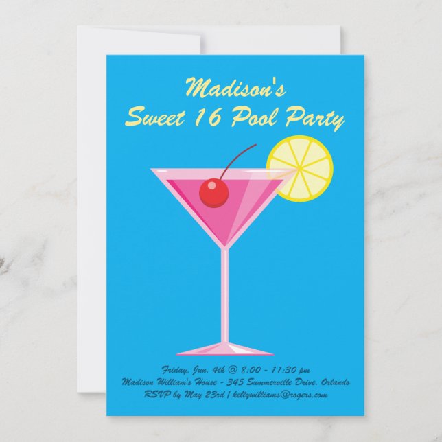 Invitación a la Fiesta de Piscina Tropical Sweet 1 (Anverso)