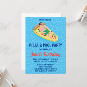 invitación a la fiesta de pizza en la piscina