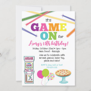 Invitación a la Fiesta de Pizza Game On Arcade