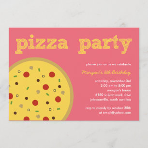 Invitación a la fiesta de pizza (rosa)