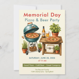 Invitación a la fiesta de pizza y cerveza del Día 
