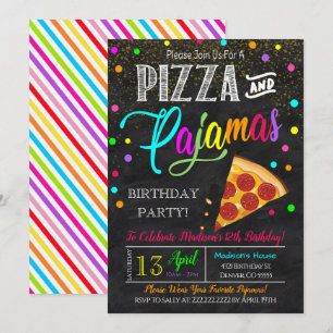 Invitación a la fiesta de pizza y pijamas