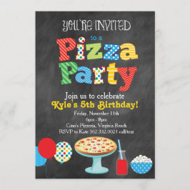 Invitación a la fiesta de pizzas de Chalkboard (Co