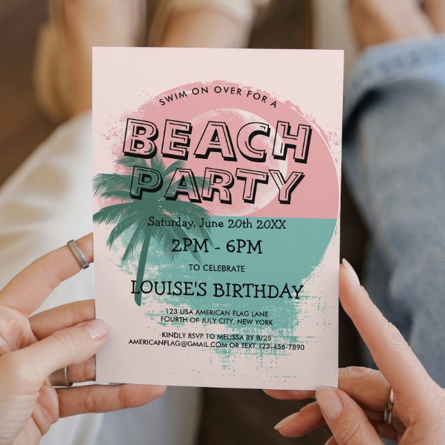 Invitación a la Fiesta de Playa con Palma y Puesta (Subido por el creador)