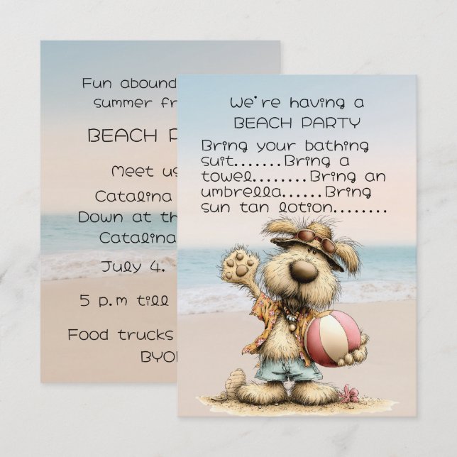 Invitación a la fiesta de playa de amigos (Anverso / Reverso)