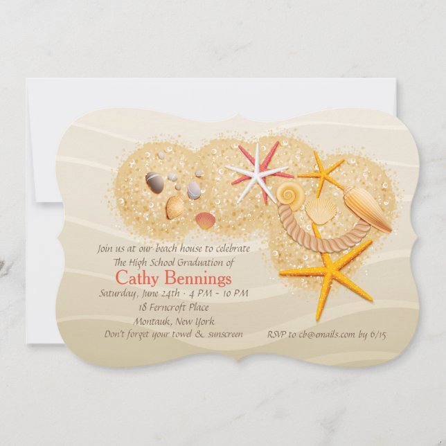Invitación a la fiesta de playa de Graduation Trea (Anverso)