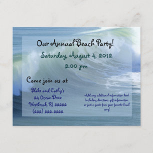 Invitación a la fiesta de playa de olas de surf