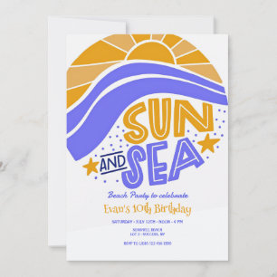Invitación a la fiesta de playa de sol y mar