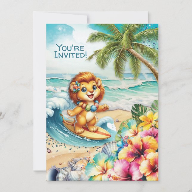 Invitación a la fiesta de playa para niños (Anverso)