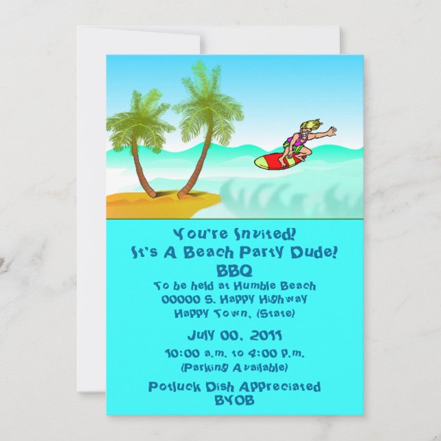 Invitación a la fiesta de playa/piscina (Anverso)