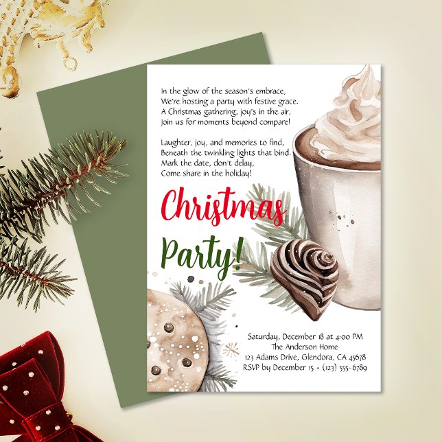 Invitación a la fiesta de poema de Navidades moder (Elevate your upcoming event with this cozy Christmas invitation and heartwarming poem!)