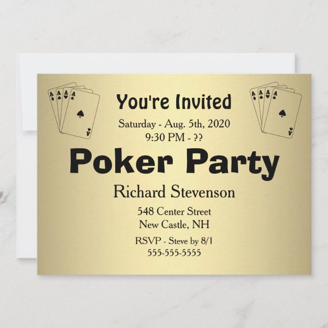 Invitación a la fiesta de Poker (Anverso)