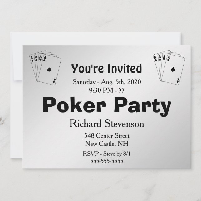 Invitación a la fiesta de Poker (Anverso)