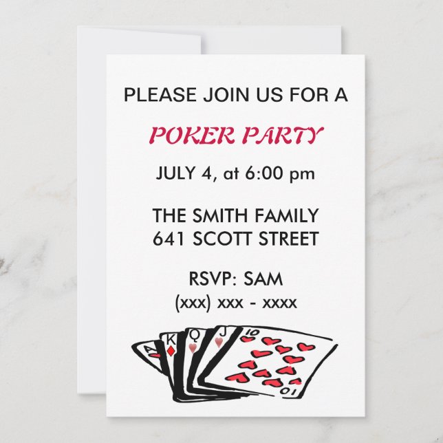 Invitación a la fiesta de Poker (Anverso)