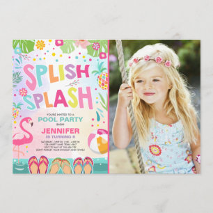 Invitación a la fiesta de pool Flamingo Tropical P