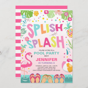 Invitación a la fiesta de pool Flamingo Tropical P