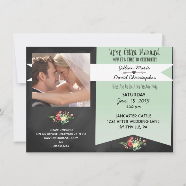 Invitación a la fiesta de poscasamiento de fotogra (Anverso)