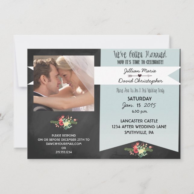 Invitación a la fiesta de poscasamiento de fotogra (Anverso)