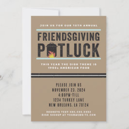 Invitación a la fiesta de potluck de Friendsgiving