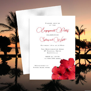 Invitación a la fiesta de pre-boda de Red Hibiscus