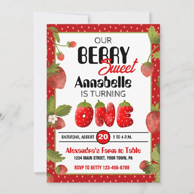 Invitación a la fiesta de primer cumpleaños de fre (Anverso)