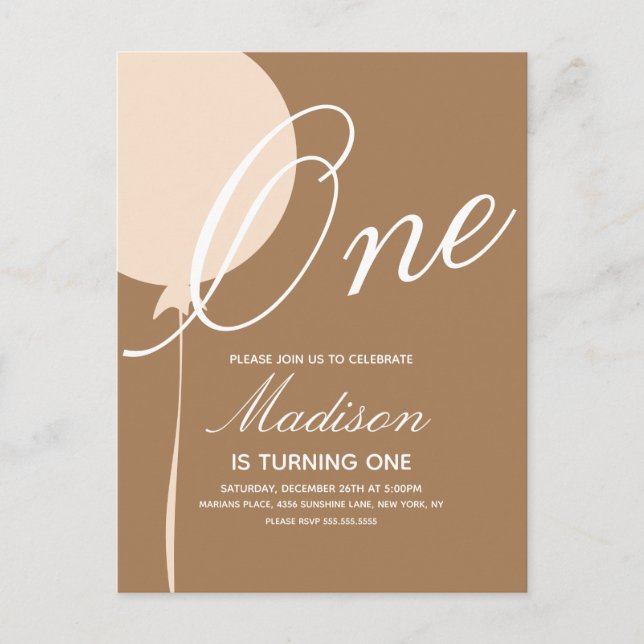 Invitación a la Fiesta de Primer Cumpleaños de Glo (Anverso)