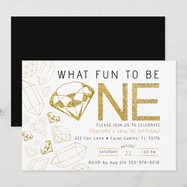 Invitación a la fiesta de primer cumpleaños de la  (Anverso / Reverso)